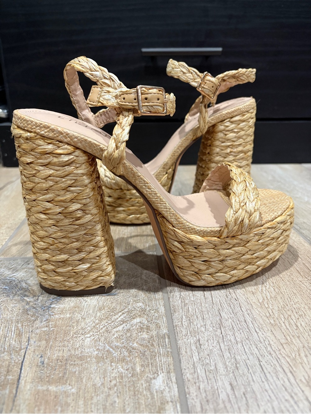 Forever 21 Natural Straw Woven Platform Sandals